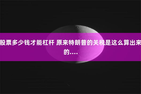 股票多少钱才能杠杆 原来特朗普的关税是这么算出来的....