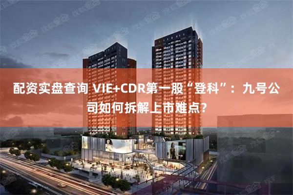 配资实盘查询 VIE+CDR第一股“登科”：九号公司如何拆解上市难点？